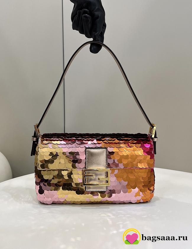 Fendi Baguette Sequin And Leather Bag - 1