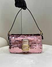 Fendi Baguette Pink Sequin And Leather Bag - 1