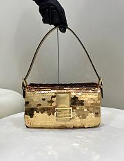 Fendi Baguette Gold Sequin And Leather Bag - 1