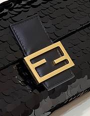 Fendi Baguette Black Sequin And Leather Bag - 4