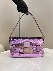 Fendi Baguette Lilac Sequin And Leather Bag - 1