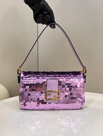 Fendi Baguette Lilac Sequin And Leather Bag