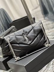 YSL Puffer Handbag 35cm Black Sliver Hardware - 5