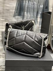 YSL Puffer Handbag 35cm Black Sliver Hardware - 6