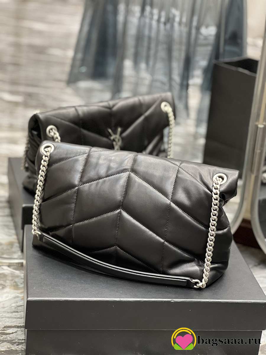 YSL Loulou Puffer Handbag 35cm Black Sliver Hardware - bagsaaa.ru