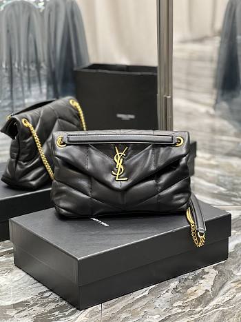 YSL Puffer Handbag 29cm Black Gold Hardware