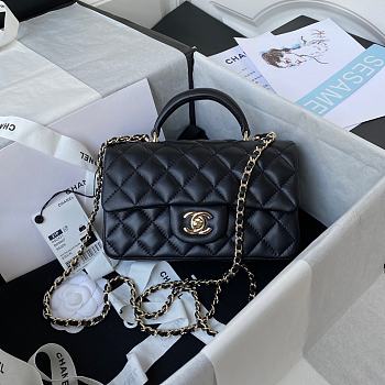 Chanel Flap Handle Bag Lambskin 20cm Black