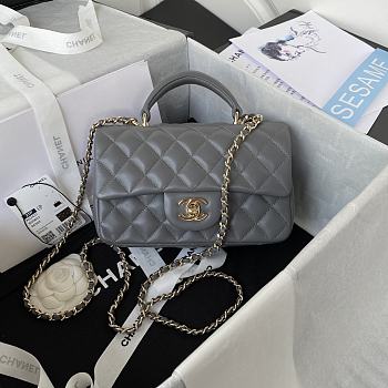 Chanel Flap Handle Bag Lambskin 20cm Grey