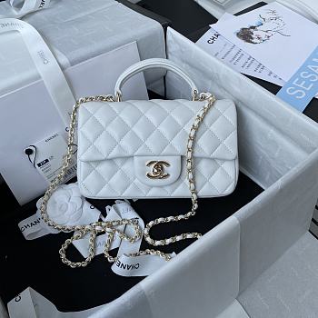 Chanel Flap Handle Bag Lambskin 20cm White
