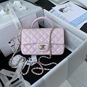 Chanel Flap Handle Bag Lambskin 20cm Pink - 1