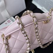 Chanel Flap Handle Bag Lambskin 20cm Pink - 5