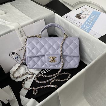 Chanel Flap Handle Bag Lambskin 20cm purple
