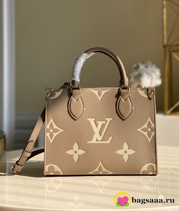 Bagsaaa Louis Vuitton M45779 OnTheGo PM Tote Bag Tourterelle Beige/Cream - 25 x 19 x 11.5 cm - 1