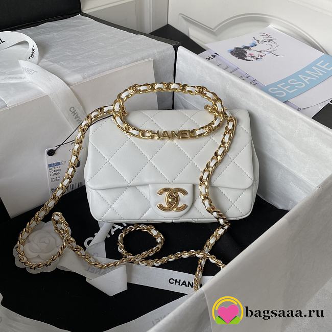 Chanel Flap Bag White AS1160 20cm - 1