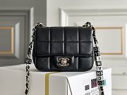 Chanel Monaco Mini Square Flap Bag Black Lambskin - 1