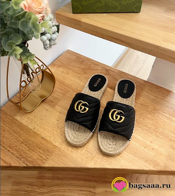 Gucci Espadrille Slippers Black - 1