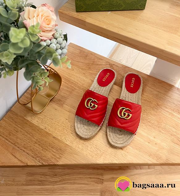 Gucci Espadrille Slippers Red - 1