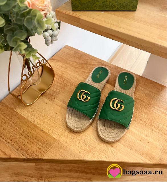Gucci Espadrille Slippers Green - 1