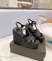 Ysl Espadrille Wedge Sandals Matte Black - 1