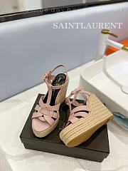 Ysl Espadrille Wedge Sandals Matte Pink - 4