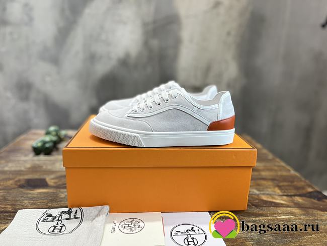 Hermes Low-Top Sneakers White And Orange - 1