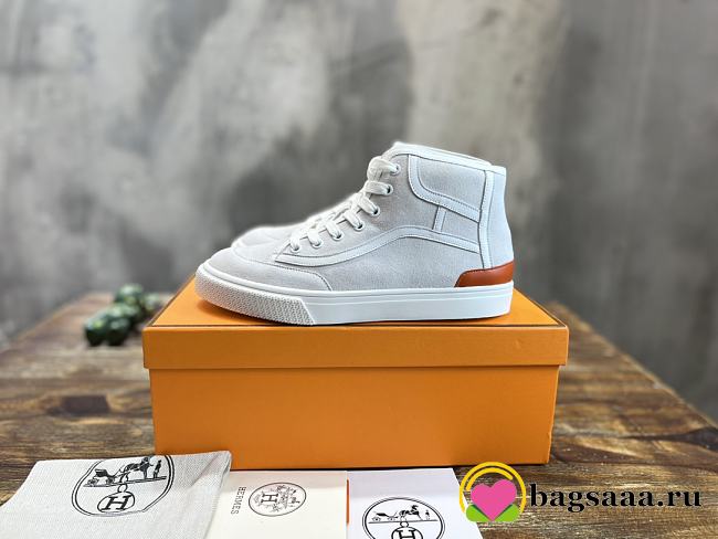 Hermes High-Top Sneakers White And Orange - 1