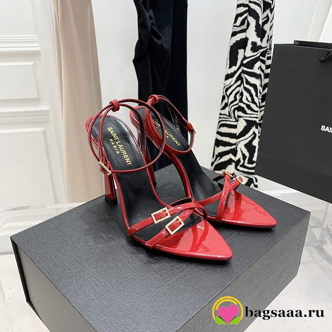 Ysl Claude Patent Leather Heels Red - 1