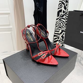 Ysl Claude Patent Leather Heels Red