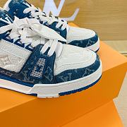 Louis Vuitton Trainer Sneakers White And Blue Denim - 6