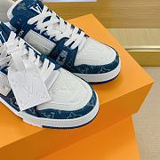 Louis Vuitton Trainer Sneakers White And Blue Denim - 5