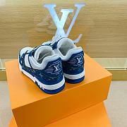 Louis Vuitton Trainer Sneakers White And Blue Denim - 2
