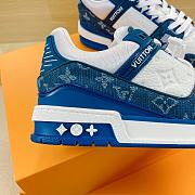 Louis Vuitton Trainer Sneakers White And Blue Denim - 4