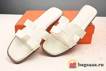 Hermes Slippers White Leather