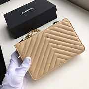 Bagsaaa Chanel WOC Gold Hardware Lambskin Chevron Beige - 20x12x4.5cm - 4