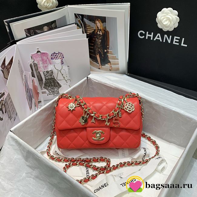 Bagsaaa Chanel Charm Flap Bag Orange - 20cm - 1