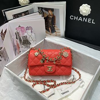 Bagsaaa Chanel Charm Flap Bag Orange - 20cm