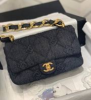 Bagsaaa Chanel 22S Black Denim Quilted CC Flap Bag - 25×14×6cm - 1