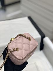 	 Bagsaaa Chanel Vanity Mirror Plain Lambskin Leather Pink - 8.5-11-7cm - 3