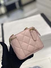 	 Bagsaaa Chanel Vanity Mirror Plain Lambskin Leather Pink - 8.5-11-7cm - 4