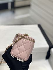 	 Bagsaaa Chanel Vanity Mirror Plain Lambskin Leather Pink - 8.5-11-7cm - 2