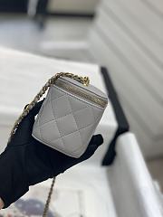 	 Bagsaaa Chanel Vanity Mirror Plain Lambskin Leather Grey - 8.5-11-7cm - 2