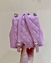 Bagsaaa Small Backpack Grained Shiny Calfskin & Gold-Tone Metal Pink - 21*20*12cm - 6