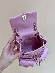 Bagsaaa Small Backpack Grained Shiny Calfskin & Gold-Tone Metal Pink - 21*20*12cm - 5