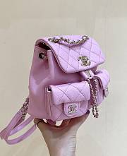 Bagsaaa Small Backpack Grained Shiny Calfskin & Gold-Tone Metal Pink - 21*20*12cm - 4