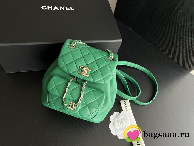 	 Bagsaaa Chanel Duma Backpack Green Lambskin - 18x18x12cm - 1