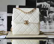Bagsaaa Chanel Ado Grained Calfskin Backpack White Gold - 20x19x8cm - 1