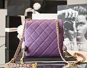 	 Bagsaaa Chanel Ado Grained Calfskin Backpack Purple Gold - 20x19x8cm - 4