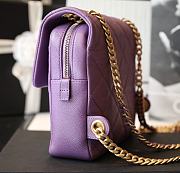 	 Bagsaaa Chanel Ado Grained Calfskin Backpack Purple Gold - 20x19x8cm - 2