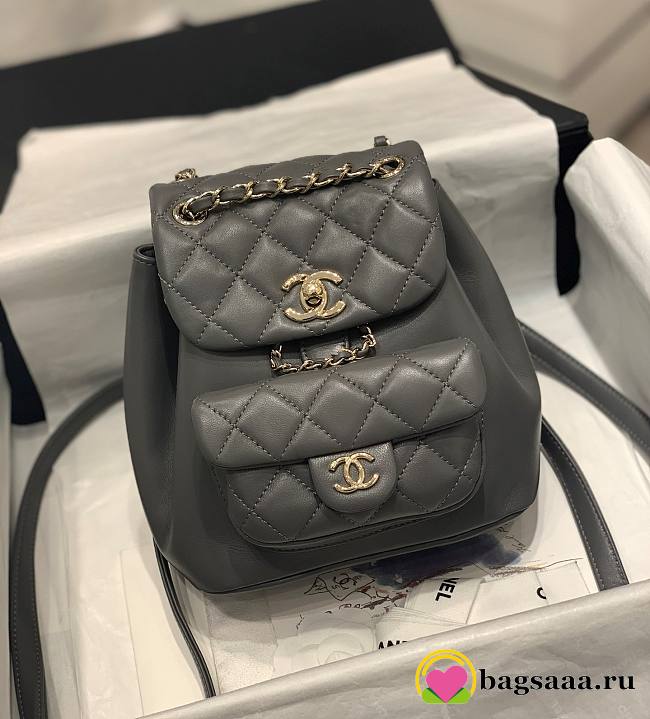 Bagsaaa Chanel Duma Backpack Grey Lambskin - 18x18x12cm - 1