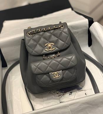 Bagsaaa Chanel Duma Backpack Grey Lambskin - 18x18x12cm